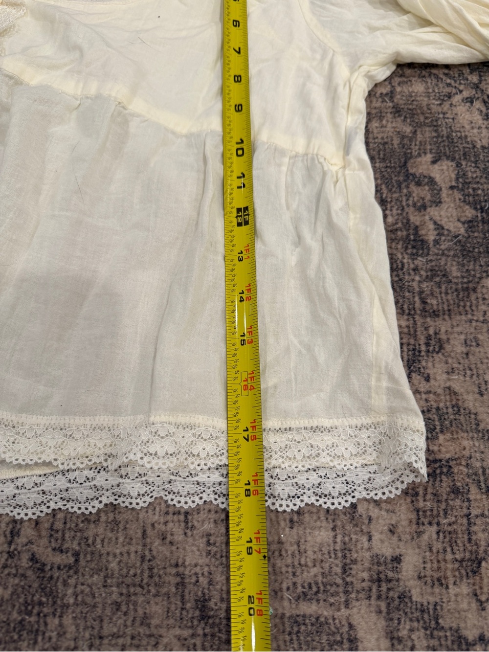 ASOS DESIGN Ivory Cotton Lace Boho Peplum Blouse US 12 Large Coastal Lagenlook - Picture 10 of 10